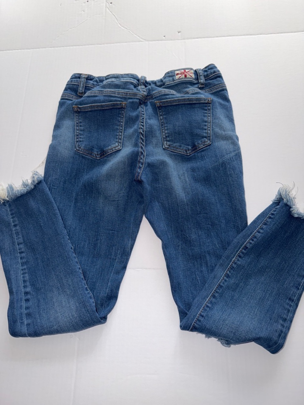 Machine Dark Blue Distressed Skinny Jeans SEE MEASUREMENTS RUN SMALL - Picture 2 of 8